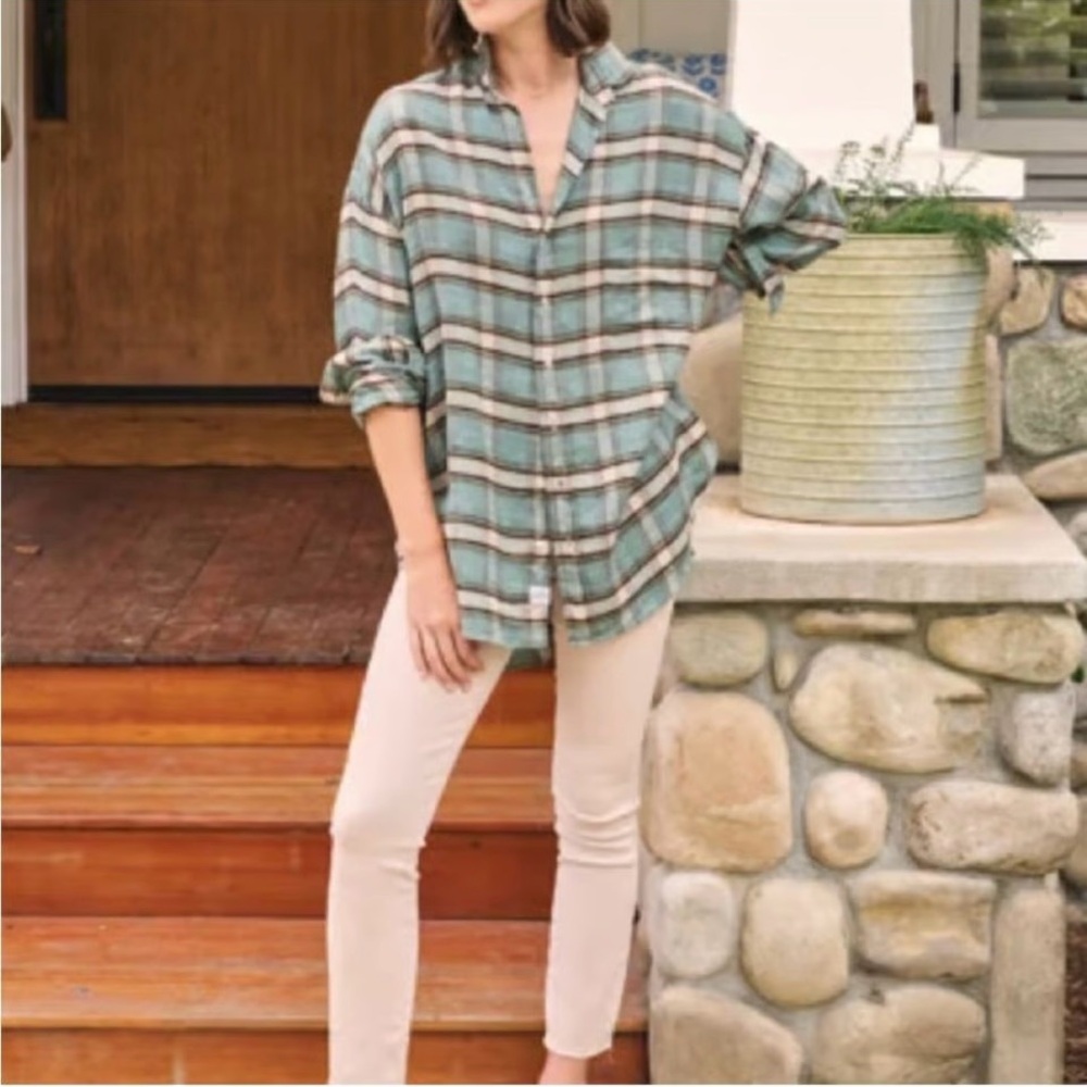 Frank & Eileen Green Sand Plaid Shirley Button Down Shirt - Picture 3 of 7